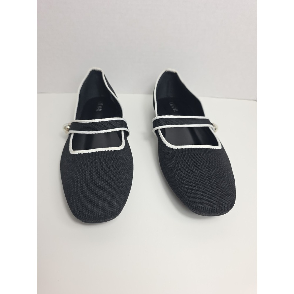 Cider Paris Ballet Flats Women's Size 38 Black White Balletcore Classic Neutral